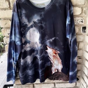 Get a life wolf howling at moon long sleeve shirt